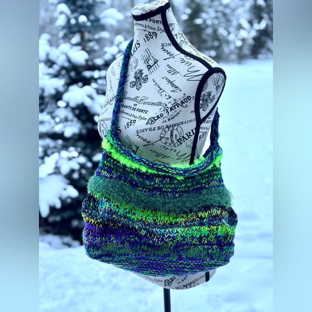 Vibrant Multicolor Knit Tote Bag